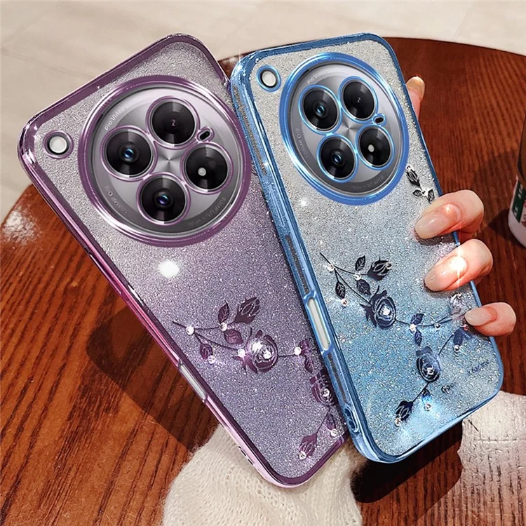 Coque pour Infinix Zero 40 5G KADEM avec motif floral en TPU, housse de téléphone dégradée avec cordons - Or rose