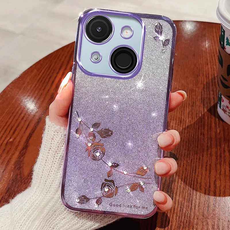 KADEM For itel A50C Case Flower TPU Flexible Gradient Phone Cover - Purple