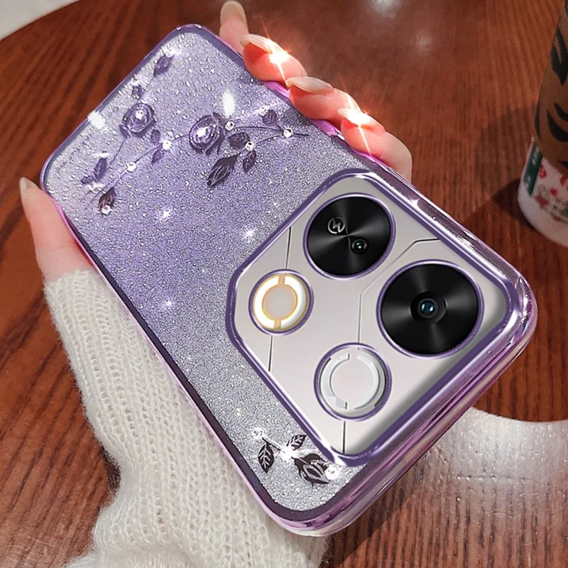 KADEM For itel P65 Case Flower TPU Flexible Gradient Phone Cover - Purple