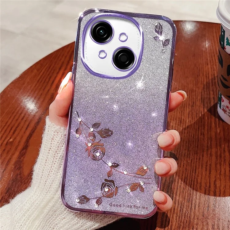 KADEM For TECNO Spark Go 2025 / Spark Go 1 / Pop 9 4G Case Flower TPU Flexible Gradient Phone Cover - Purple