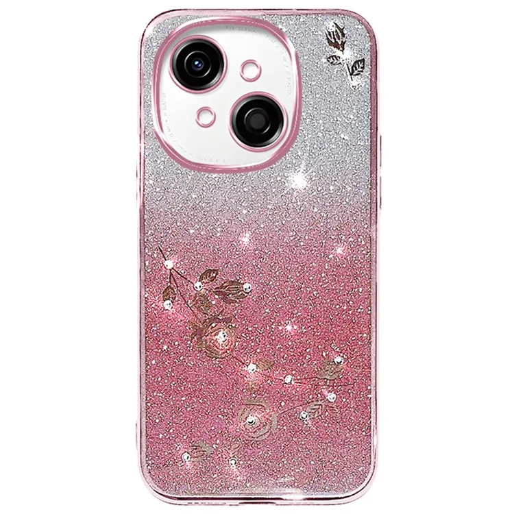 KADEM For TECNO Spark Go 2025 / Spark Go 1 / Pop 9 4G Case Flower Pattern TPU Gradient Phone Cover with Lanyards - Purple