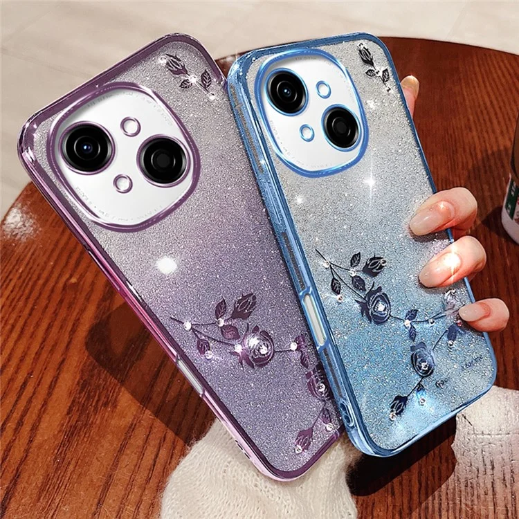KADEM For TECNO Spark Go 2025 / Spark Go 1 / Pop 9 4G Case Flower Pattern TPU Gradient Phone Cover with Lanyards - Purple