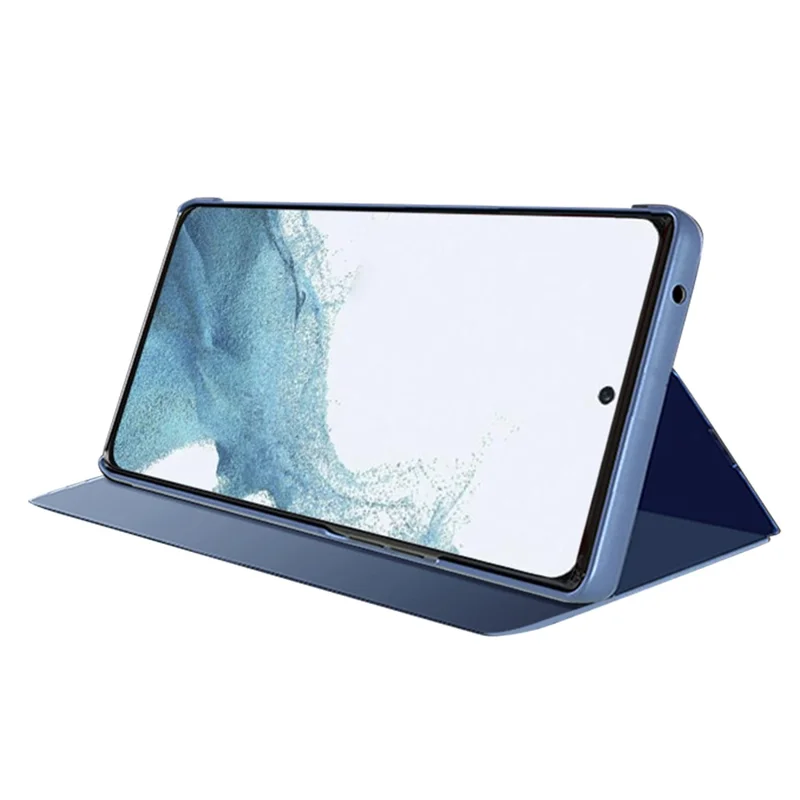For Samsung Galaxy S25 Case View Window Stand Leather Flip Phone Cover - Blue
