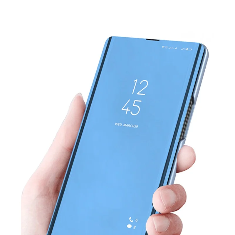 For Samsung Galaxy S25 Ultra Case View Window Stand Leather Flip Phone Cover - Blue