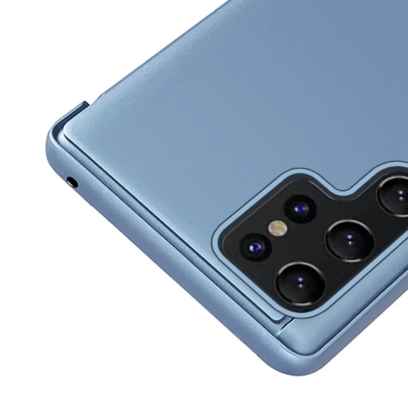 For Samsung Galaxy S25 Ultra Case View Window Stand Leather Flip Phone Cover - Blue