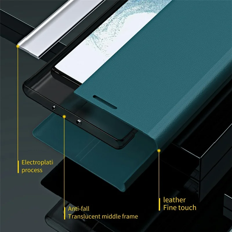 For Samsung Galaxy S25+ Case Anti-Drop Leather Phone Cover with Stand - Green