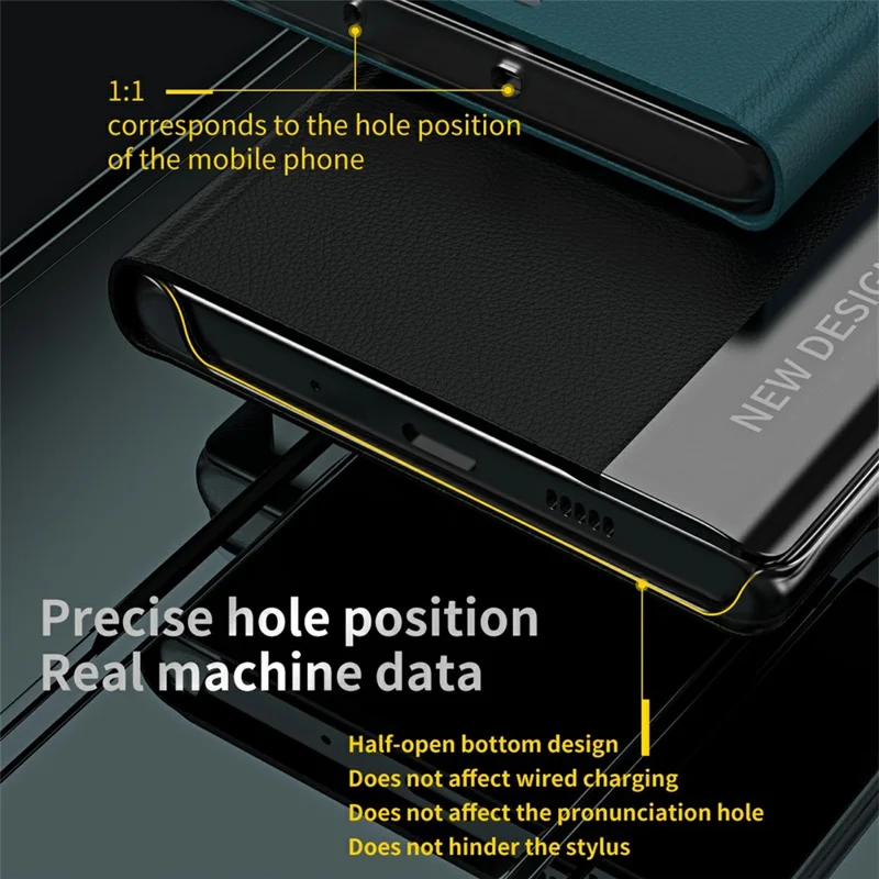 For Samsung Galaxy S25+ Case Anti-Drop Leather Phone Cover with Stand - Green