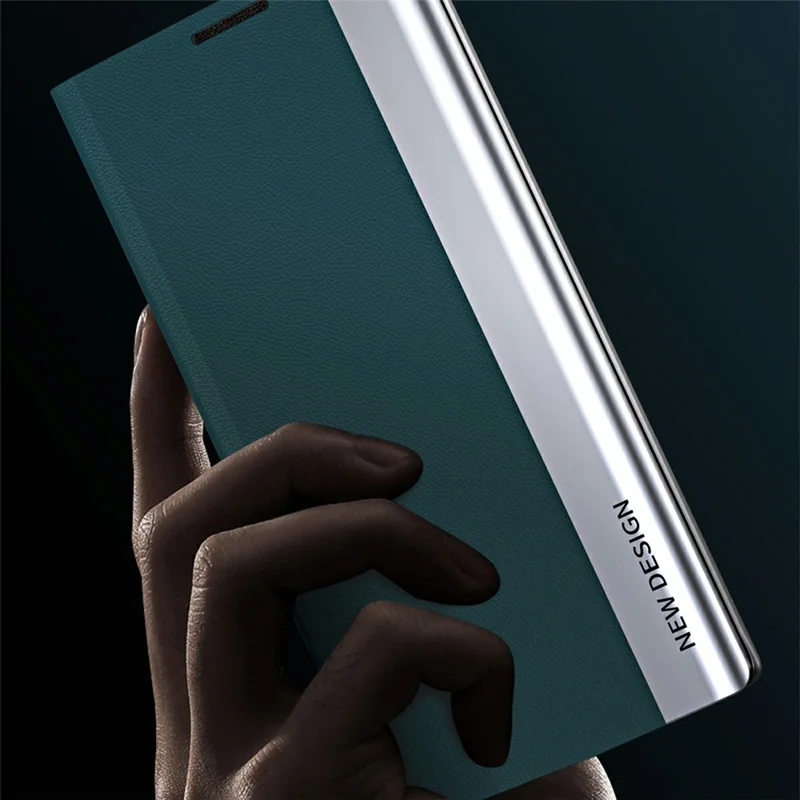 For Samsung Galaxy S25+ Case Anti-Drop Leather Phone Cover with Stand - Green