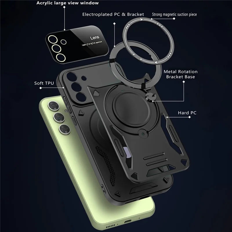 For Samsung Galaxy S25+ Case Rotating Magnetic Kickstand PC+TPU Phone Cover - Black

Für Samsung Galaxy S25+ Hülle Drehbarer Magnetischer Ständer PC+TPU Handyhülle - Schwarz