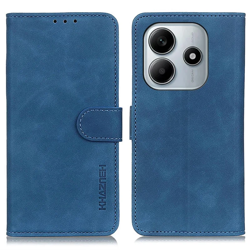 KHAZNEH For Xiaomi Redmi Note 14 4G (163.25mm) Wallet Case PU Leather Phone Cover Retro Texture - Blue