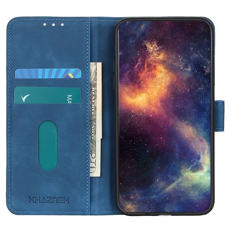 KHAZNEH For Xiaomi Redmi Note 14 4G (163.25mm) Wallet Case PU Leather Phone Cover Retro Texture - Blue