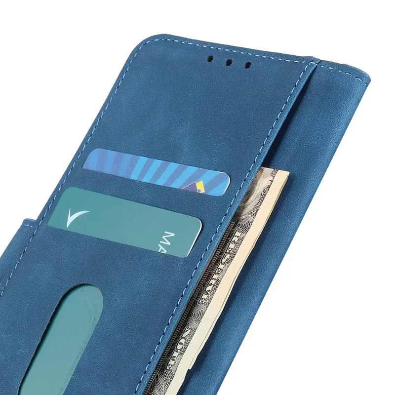 KHAZNEH For Xiaomi Redmi Note 14 4G (163.25mm) Wallet Case PU Leather Phone Cover Retro Texture - Blue