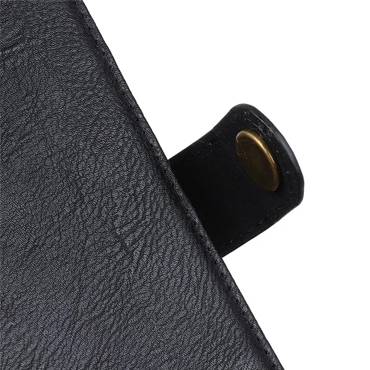 KHAZNEH For Xiaomi Redmi Note 14 4G (163.25x76.55x8.16mm) Wallet Case Cowhide Texture Leather Flip Phone Cover - Black