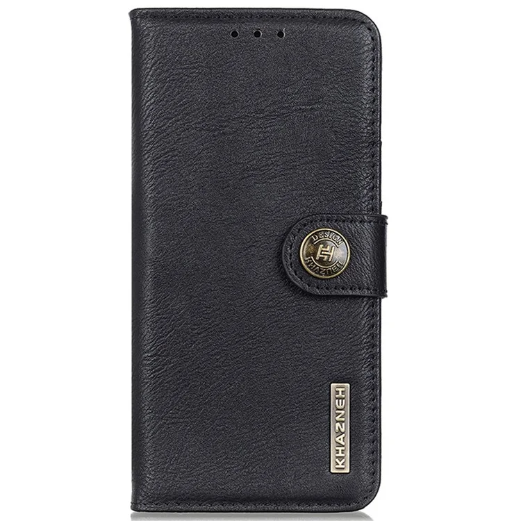 KHAZNEH For Xiaomi Redmi Note 14 4G (163.25x76.55x8.16mm) Wallet Case Cowhide Texture Leather Flip Phone Cover - Black