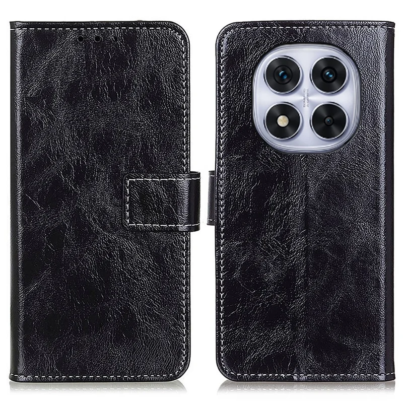 Til Xiaomi Redmi Note 14 Pro+ 5G / Note 14 Pro 5G / Poco X7 5G Læderetui Wallet Phone Cover Crazy Horse-struktur - Sort