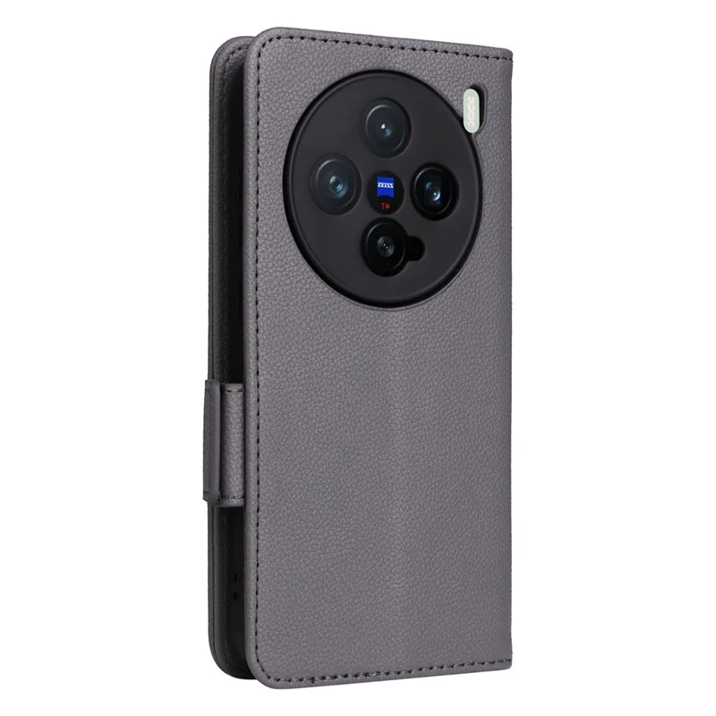 For vivo X200 Pro mini 5G Case with Wrist Strap Litchi Texture PU Leather Wallet Phone Cover - Grey