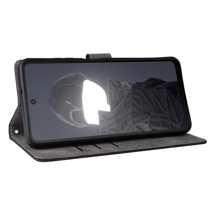 Funda billetera para teléfono HMD Fusion 5G con bloqueo RFID de piel de PU, tapa abatible y soporte - Negro