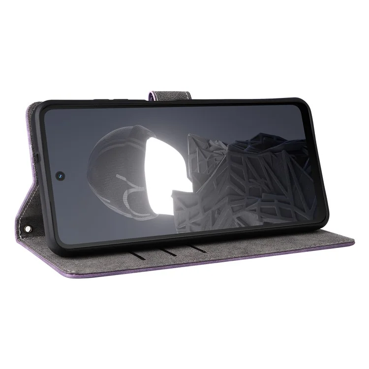 Funda de teléfono tipo cartera para HMD Fusion 5G con bloqueo RFID de piel de imitación, tapa abatible y soporte - Morado