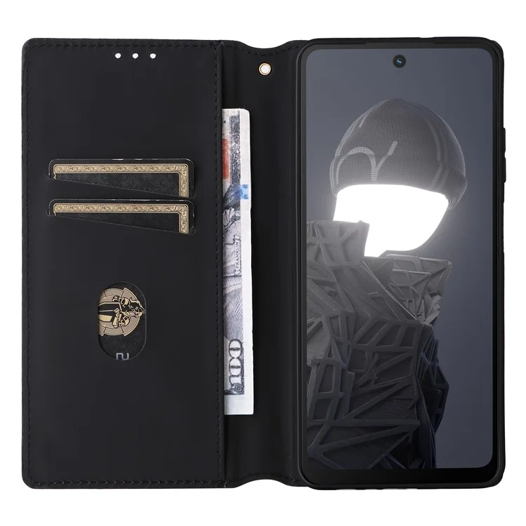 Funda de cuero con estampado de rombos para HMD Fusion 5G Wallet Case - Marrón