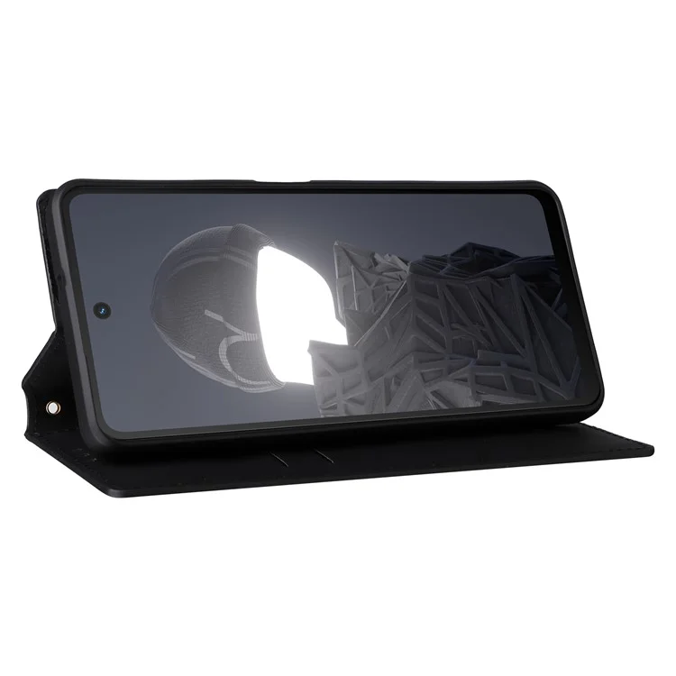 Para HMD Fusion 5G Wallet Case Rhombus Imprinted Leather Phone Cover - Negro