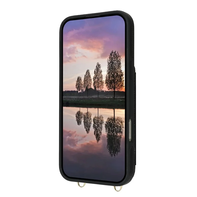 For iPhone 15 Pro Max Case with Card Holder, Kickstand, RFID Blocking PU+TPU Phone Back Cover - Black