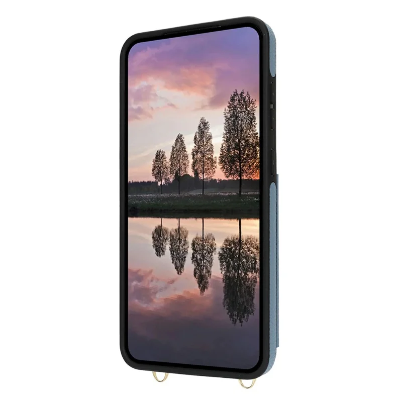 For Samsung Galaxy A35 5G Case with Card Holder, Kickstand, RFID Blocking PU+TPU Phone Back Cover - Blue