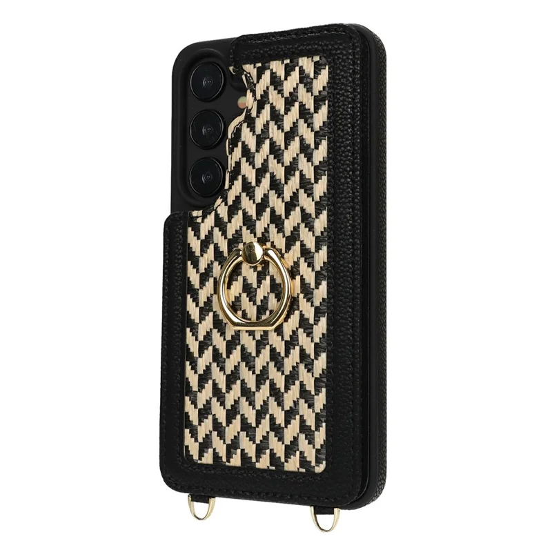 For Samsung Galaxy A35 5G Case with Card Holder, Kickstand, RFID Blocking PU+TPU Phone Back Cover - Black