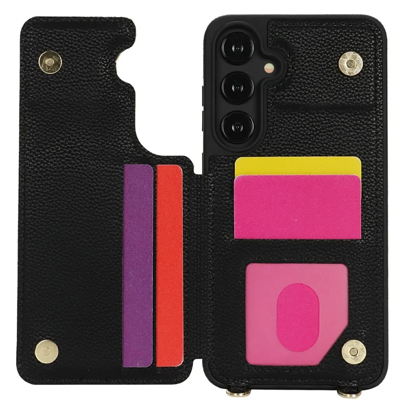 For Samsung Galaxy A35 5G Case with Card Holder, Kickstand, RFID Blocking PU+TPU Phone Back Cover - Black