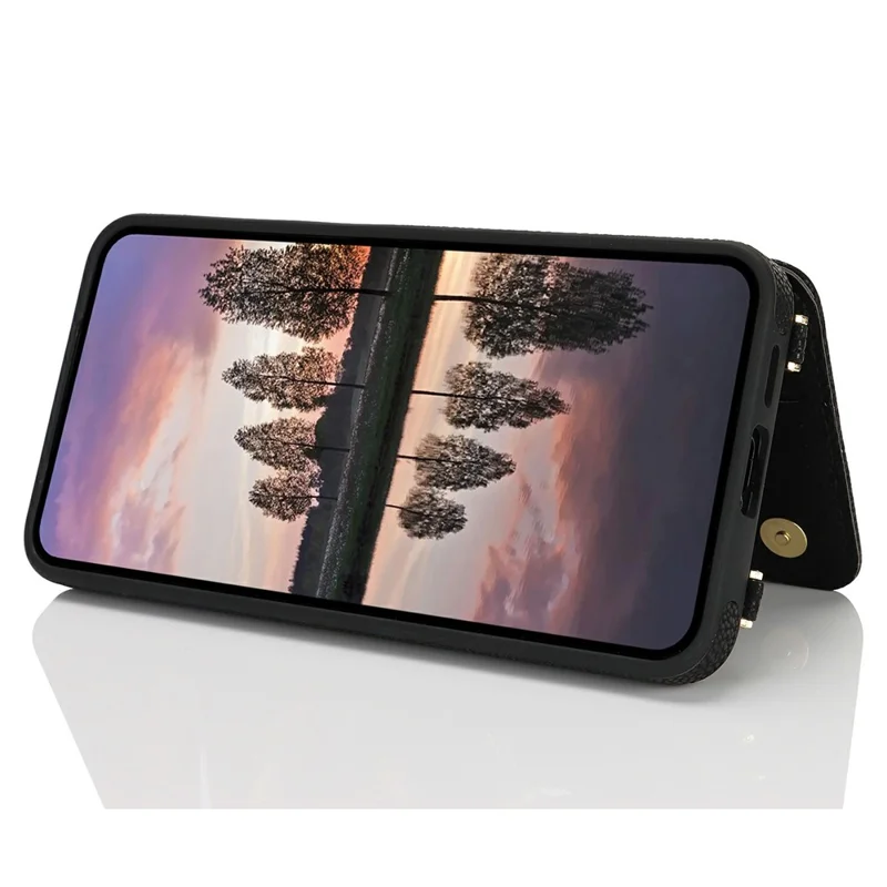 For Samsung Galaxy A35 5G Case with Card Holder, Kickstand, RFID Blocking PU+TPU Phone Back Cover - Black