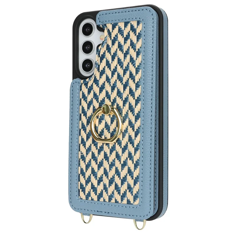 For Samsung Galaxy A15 5G  /  4G Case with Card Holder, Kickstand, RFID Blocking PU+TPU Phone Back Cover - Blue