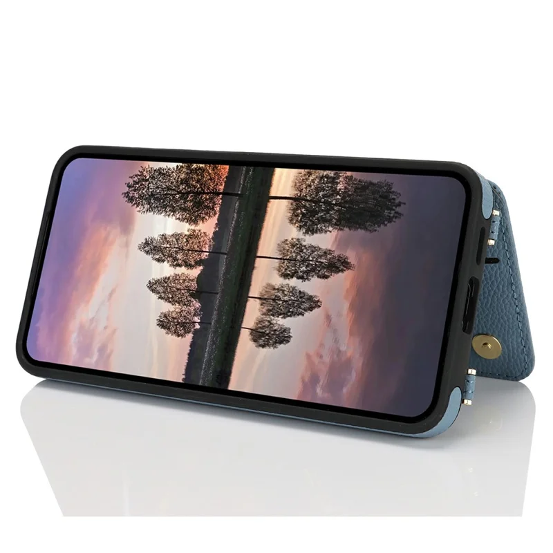 For Samsung Galaxy A15 5G  /  4G Case with Card Holder, Kickstand, RFID Blocking PU+TPU Phone Back Cover - Blue