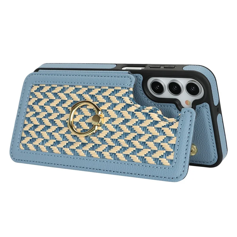 For Samsung Galaxy A15 5G  /  4G Case with Card Holder, Kickstand, RFID Blocking PU+TPU Phone Back Cover - Blue