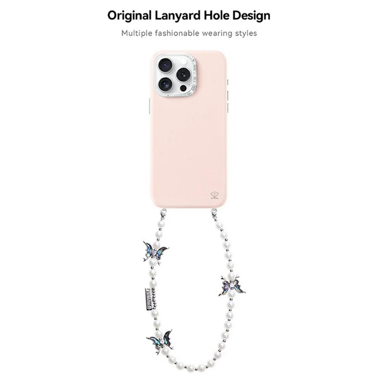 PYNANA PN-16F2 For iPhone 16 Pro Back Cover Compatible with MagSafe PC+PU Leather Phone Case - Pink