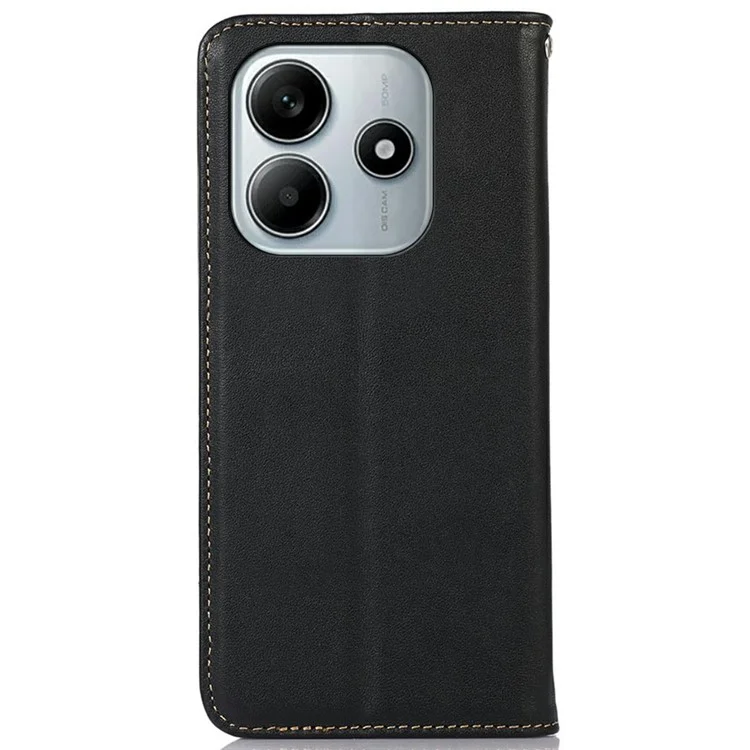 Étui pour Xiaomi Redmi Note 14 5G KHAZNEH en véritable cuir de vache, couverture de téléphone portefeuille, texture Nappa - Noir