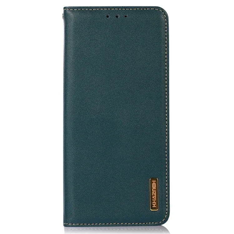 Étui portefeuille en cuir véritable de vache pour Xiaomi Redmi Note 14 5G, texture Nappa - Vert