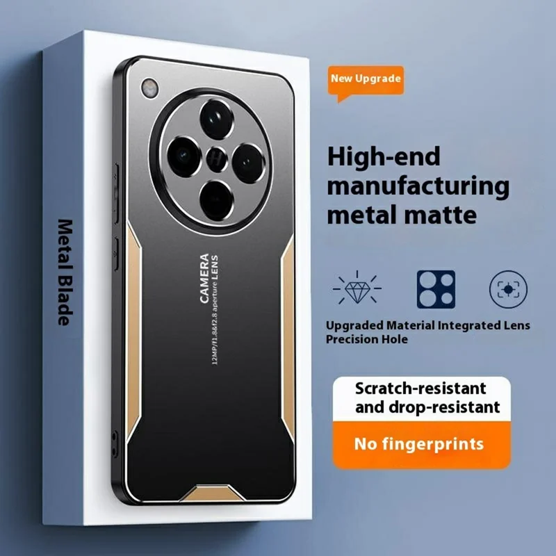 For Oppo Find X8 5G Phone Case Aluminium Alloy TPU PC Back Cover - Gold