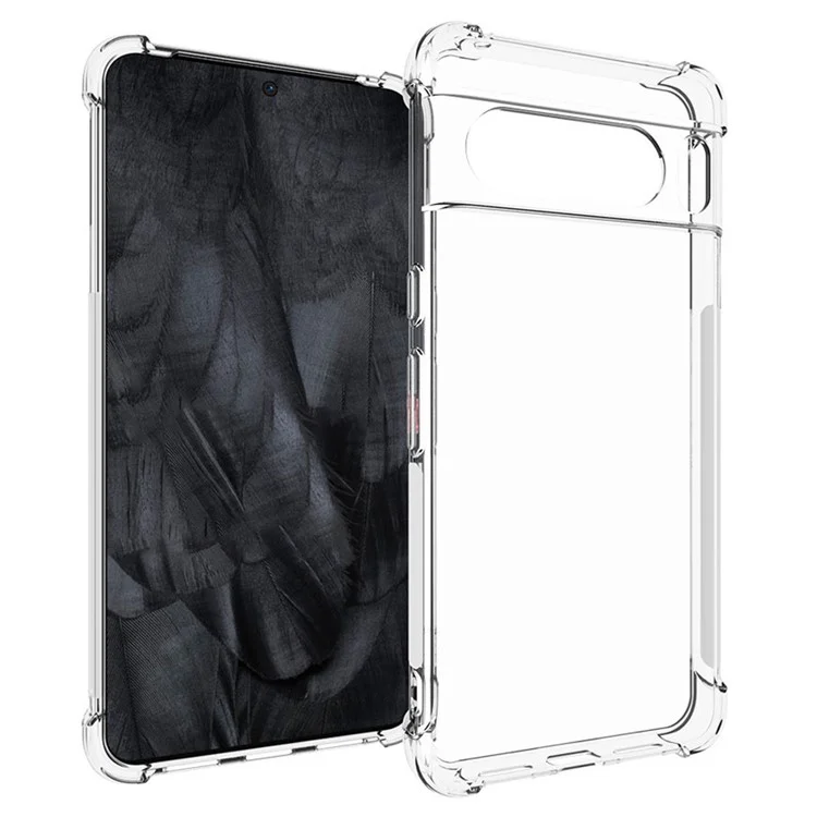 WANLONFENG WL Series for Google Pixel 8 Pro Case 2.0mm Clear TPU Cover with Tempered Glass Film (Big Lens Hole)
