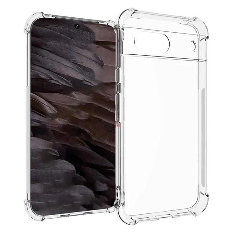 Funda para Google Pixel 8a de la serie WL de WANLONFENG, cubierta de TPU transparente de 2,0 mm con película de vidrio templado (orificio grande para la lente)
