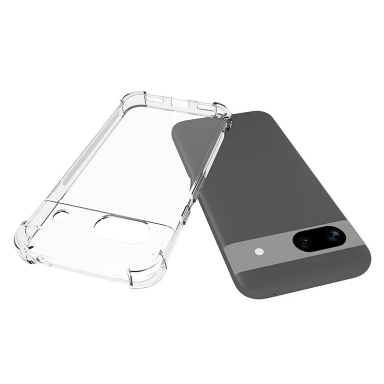 Funda para Google Pixel 8a de la serie WL de WANLONFENG, cubierta de TPU transparente de 2,0 mm con película de vidrio templado (orificio grande para la lente)