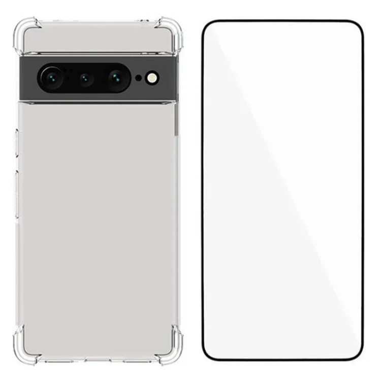 Чехол для Google Pixel 7 Pro 5G серии WL WANLONFENG, прозрачный ТПУ-чехол 2,0 мм с закаленной стеклянной пленкой (большое отверстие для объектива)