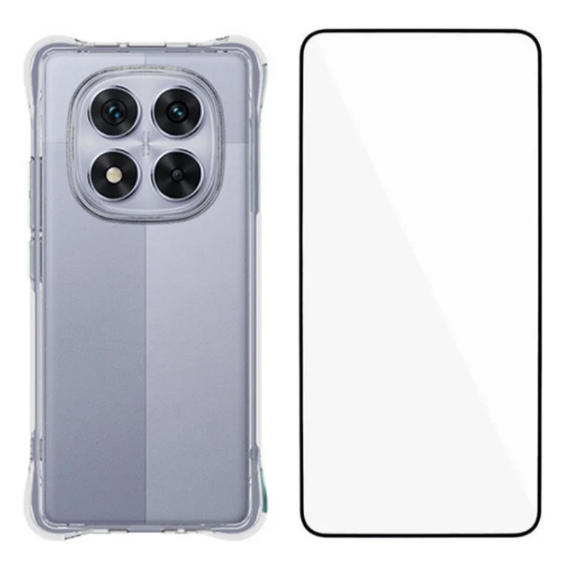 WANLONFENG WL Series For Xiaomi Redmi Note 14 Pro 5G / Poco X7 5G TPU Case 2.0mm Phone Cover with Tempered Glass Film