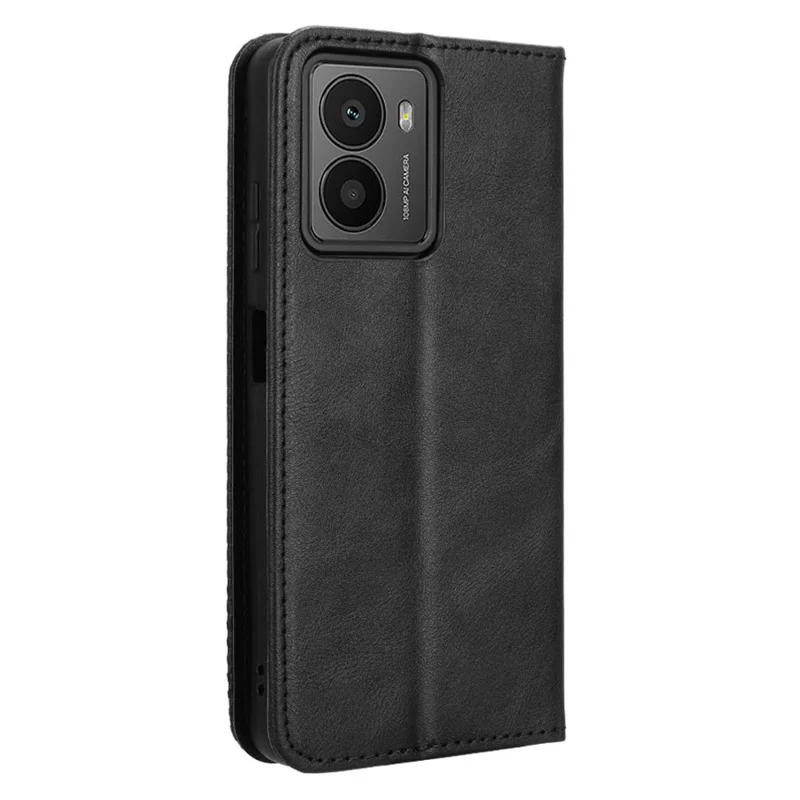 Para HMD Fusion 5G Leather Case Wallet Stand Retro Texture Phone Cover - Black
