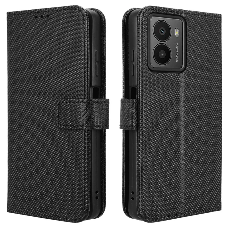 For HMD Fusion 5G Case PU Leather Diamond Texture Wallet Phone Cover - Black
