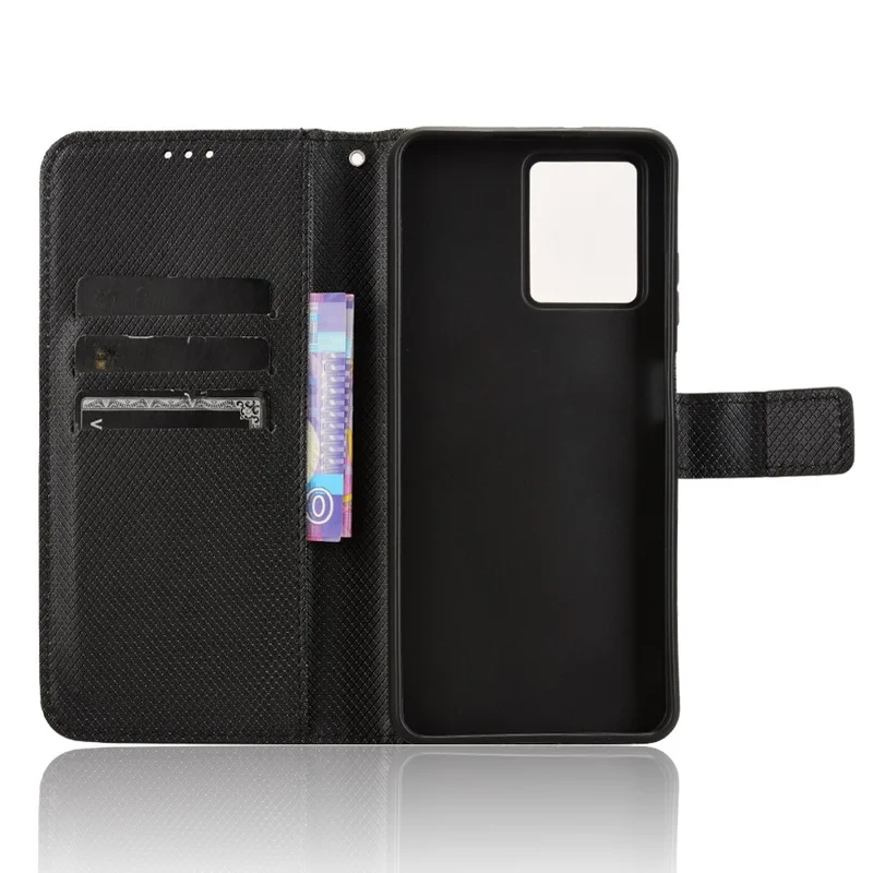 For HMD Fusion 5G Case PU Leather Diamond Texture Wallet Phone Cover - Black