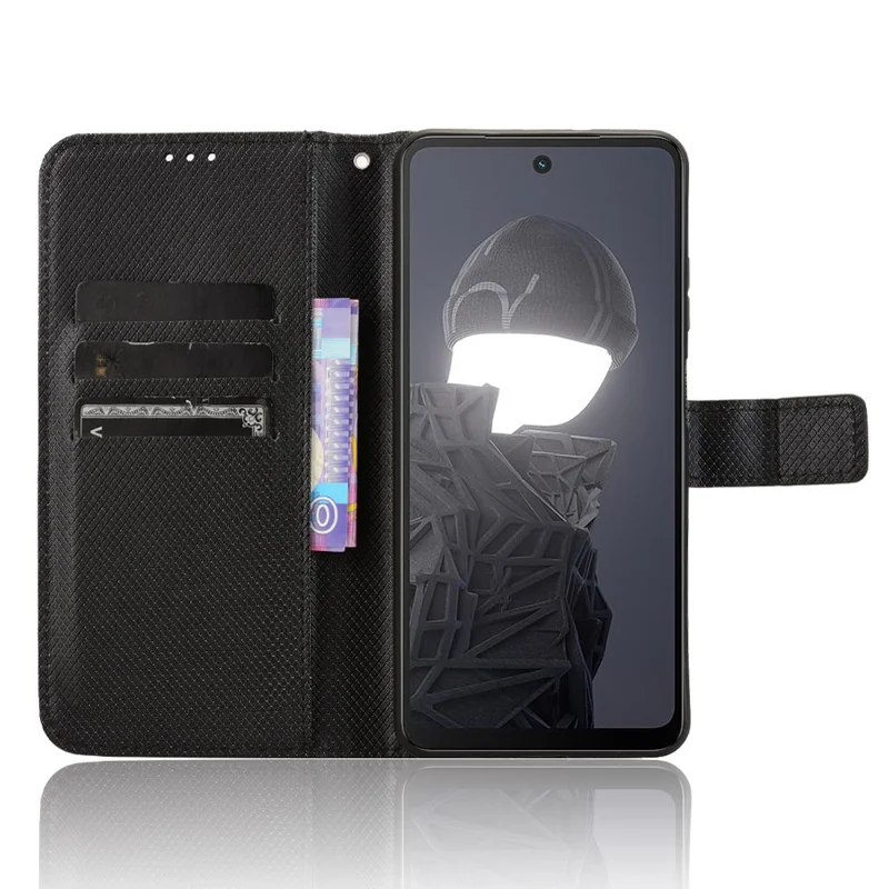 For HMD Fusion 5G Case PU Leather Diamond Texture Wallet Phone Cover - Black