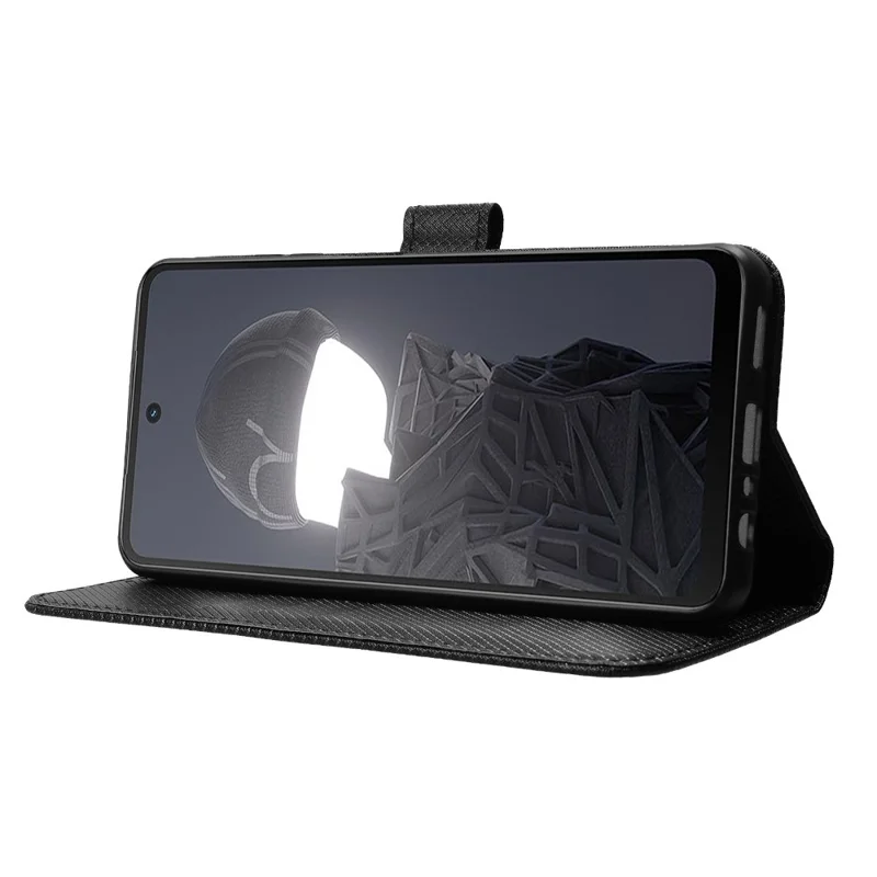 For HMD Fusion 5G Case PU Leather Diamond Texture Wallet Phone Cover - Black