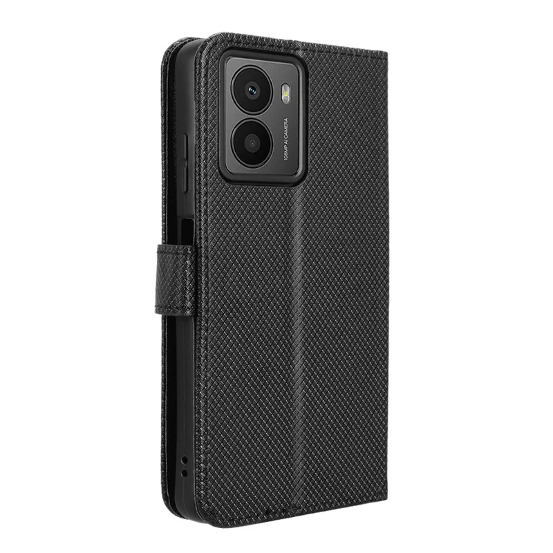 For HMD Fusion 5G Case PU Leather Diamond Texture Wallet Phone Cover - Black