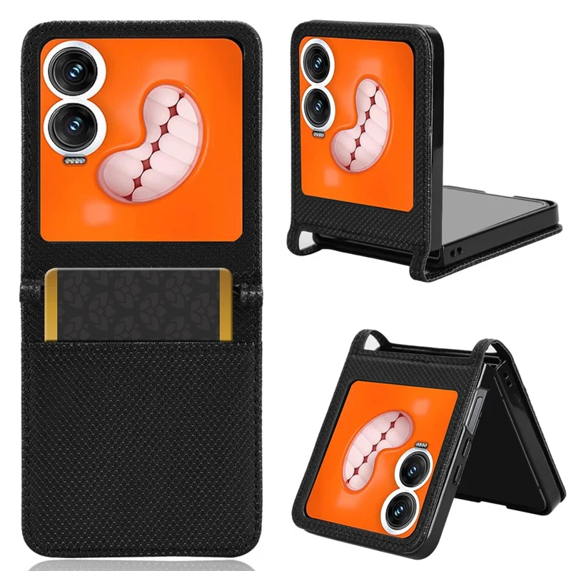 Cover per Infinix Zero Flip 5G X6962 in Pelle PU con Texture Diamantata e Slot per Carte - Nero