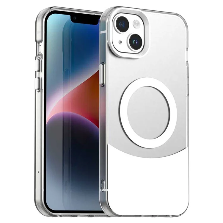 Funda para iPhone 14 / 13 compatible con MagSafe Color Splicing IMD TPU+PET+PC Mobile Cover - Blanco