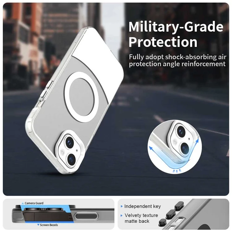 Funda para iPhone 14 / 13 compatible con MagSafe Color Splicing IMD TPU+PET+PC Mobile Cover - Blanco